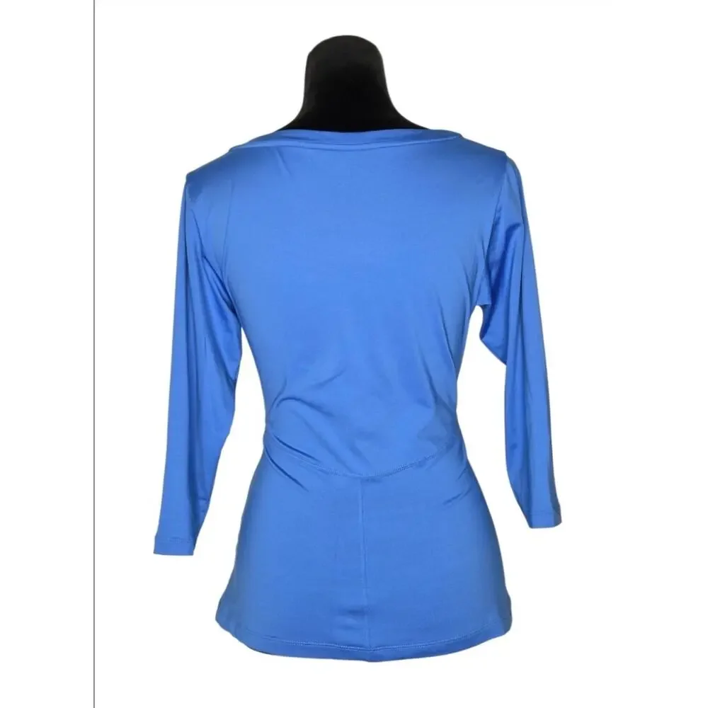 Nike Dri-FIT Blue 3/4 Sleeve Athletic Running Workout Top Quick Dry Athleisure L